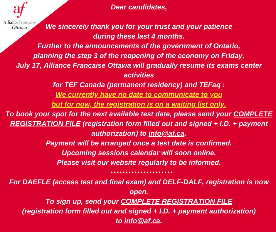 Official French tests & exams Alliance Française Ottawa